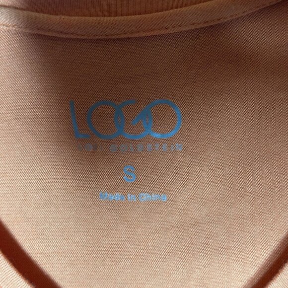 LOGO Lori Goldstein Orange Tunic Top Small Layered Hem Rayon Spandex Blouse Boho - Picture 7 of 10